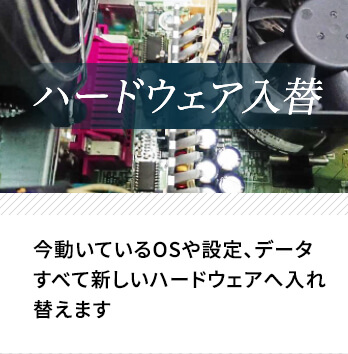 「ハードウェア入替」…今動いているOSや設定、データすべて新しいハードウェアへ入れ替えます